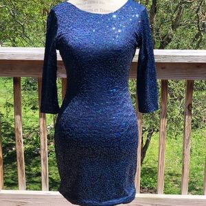 Navy sequenced cocktail dress